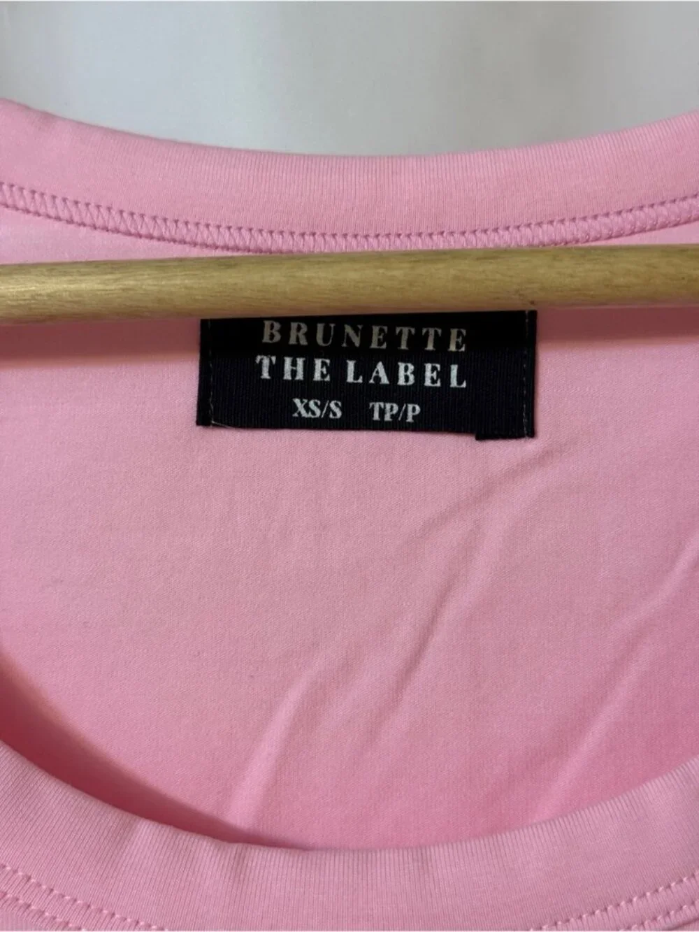 Brunette The Label Bow Long Sleeve Scoop Neck Tee Bubblegum Pink XS/S